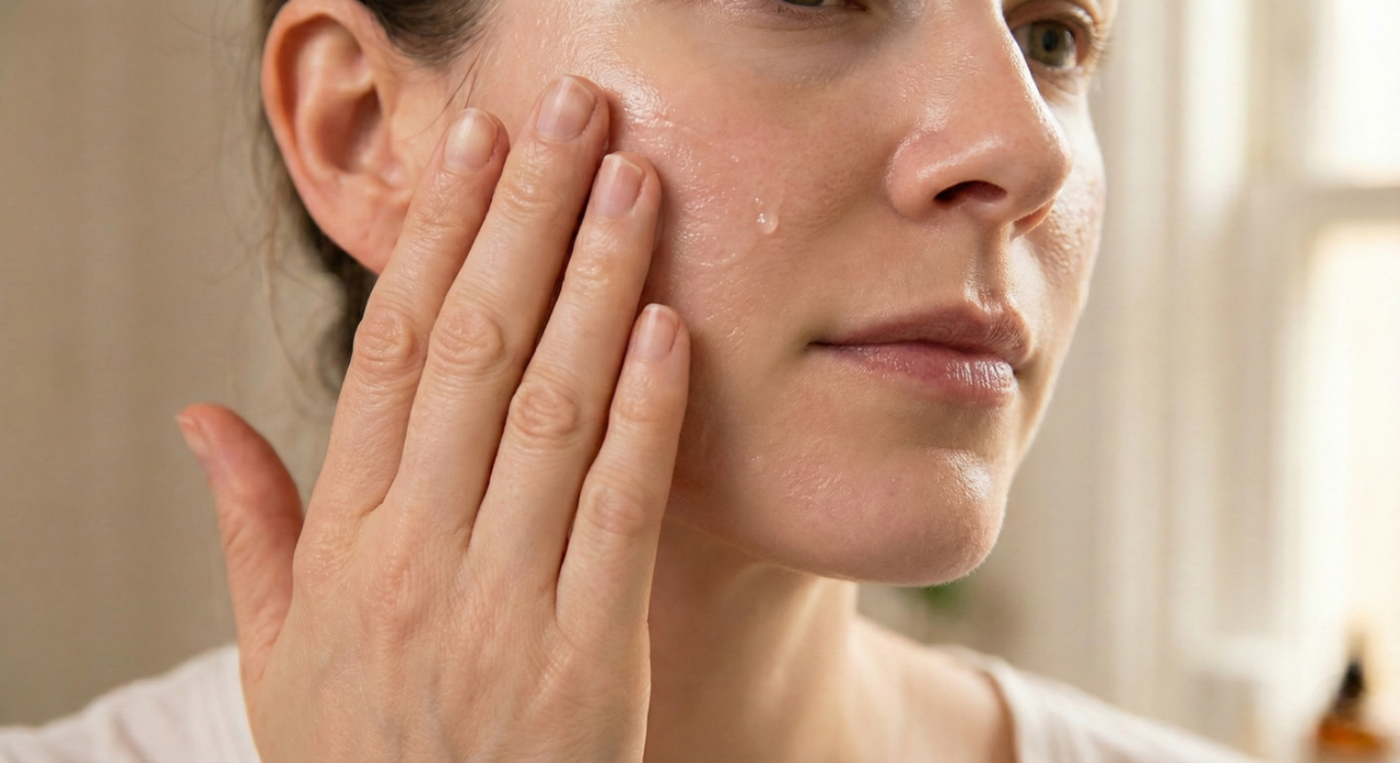 Thoa serum cấp ẩm ngay khi da mặt còn ướt để khóa ẩm và ngăn ngừa nếp nhăn lão hóa.